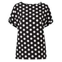 Black/White Spot Drop Sleeve Shell Top