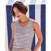 blue stripe linen mix vest