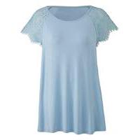 Blue Lace Sleeve Swing Top
