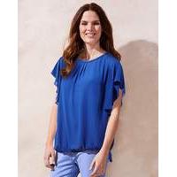 Blue Bubble Hem Blouse