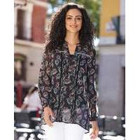 Black Print Ladder Trim Tunic