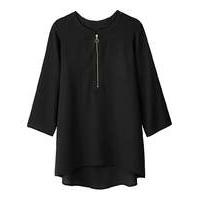 black ring pull zip blouse