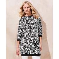 Black Animal Print Longline Sweatshirt