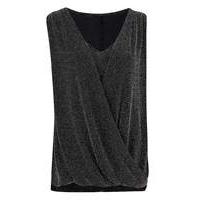 Black/Silver Sleeveless Wrap Top