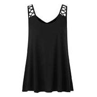 Black Lattice Strap Jersey Swing Vest