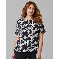 Black Floral Drop Sleeve Shell Top