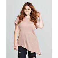 blush pink asymmetric glitter top