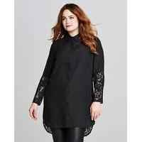 Black Longline Lace Shirt