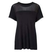 Black Mesh Trim Pom Pom Tshirt