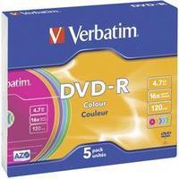 Blank DVD-R 4.7 GB Verbatim 43557 5 pc(s) Slim case Colour