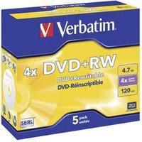 Blank DVD+RW 4.7 GB Verbatim 43229 5 pc(s) Jewel case Rewritable, Silver matte surface