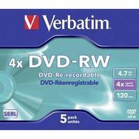 Blan DVD-RW 4.7 GB Verbatim 43285 5 pc(s) Jewel case Rewritable