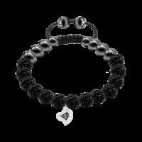 Black Crystal, Magnetite Silver Heart 8mm Bracelet