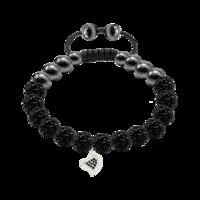 black crystal magnetite silver heart 8mm bracelet