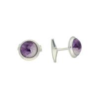 Blue John Cufflinks Silver Round