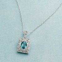 blue topaz marcasite pendant