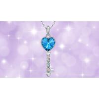 blue crystal lucky key necklace