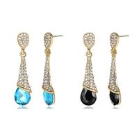 Blue or Black Simulated Crystal Drop Earrings