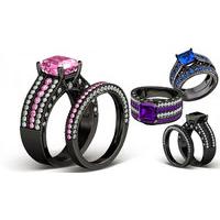 black simulated crystal ring 4 colours