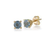 Blue Topaz Round Stud Earrings In 9ct Yellow Gold 4.50mm Claw Set