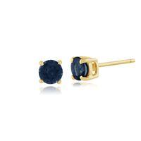 Blue Sapphire Round Stud Earrings In 9ct Yellow Gold 3.50mm Claw Set