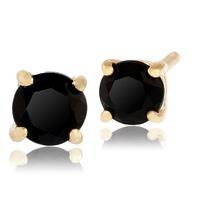 black onyx round stud earrings in 9ct yellow gold 350mm claw set