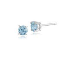 Blue Topaz Round Stud Earrings In 9ct White Gold 3.50mm Claw Set