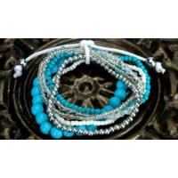 Blue Coco Bead Multi Strand Bracelet