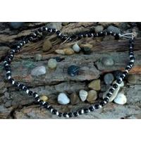 Black Bead & Knot Necklace