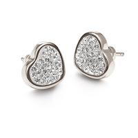 BLING CHIC SILVER CRYSTAL HEART EARRINGS