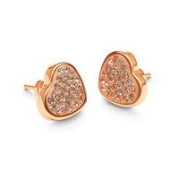 BLING CHIC ROSE GOLD CRYSTAL HEART EARRINGS