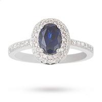 Blue Cubic Zirconia Ring in Sterling Silver - Ring Size Large