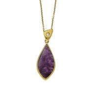 blue john necklace tear drop with diamond 9ct yellow gold