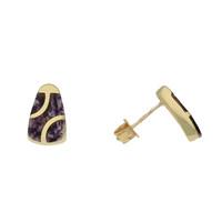 Blue John Earrings Curve 3 Stone Studs 9ct Yellow Gold