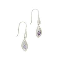 Blue John Earrings Marquise Shape Beaded Edge Silver