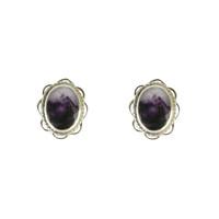 Blue John Earrings Stud Oval frill Silver