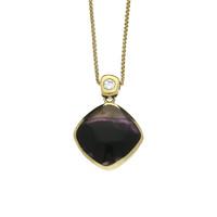 Blue John Necklace Cushion Design With Diamond 9ct Yellow Gold