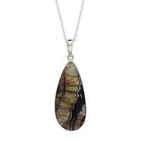 Blue John Necklace Large Pear Shaped Silver
