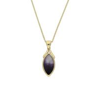 Blue John Necklace Marquise 9ct Yellow Gold