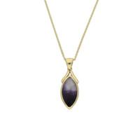 blue john necklace marquise 9ct yellow gold