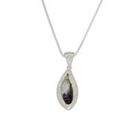 blue john necklace marquise shape beaded edge silver