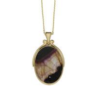 Blue John Necklace Oval 9ct Yellow Gold