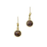 blue john earrings round drops 9ct yellow gold