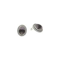 Blue John Earrings Oval Foxtail Silver Large