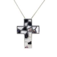 blue john necklace chunky cross silver