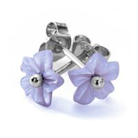 Blue Chalcedony Earrings Tuberose Desert Rose Studs Silver