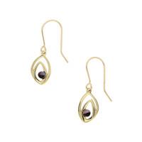 blue john earrings abstract flame drop 9ct yellow gold