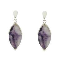 blue john earrings drop marquise silver