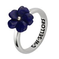 Blue Lapis Ring Tuberose Gypsophila Silver