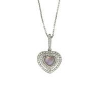 Blue John Necklace Heart With Diamonds 18ct White Gold